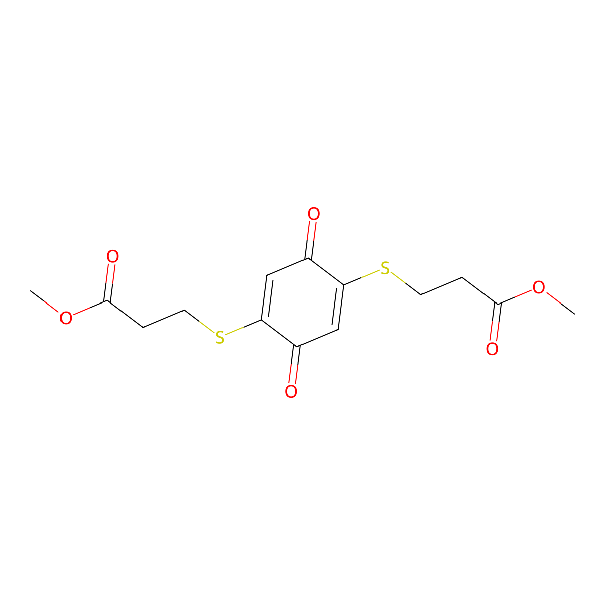 Methyl 3-({4-[(3-methoxy-3-oxopropyl)sulfanyl]-3,6-dioxocyclohexa-1,4-dien-1-yl}sulfanyl)propanoate molecular structure, CAS 1028684-66-3