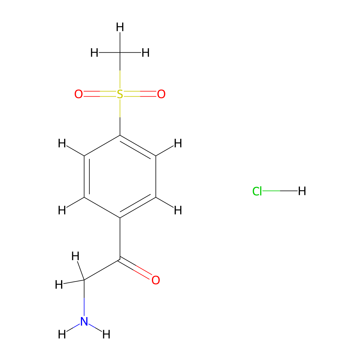 2-Amino-1-[4-(methylsulfonyl)phenyl]-1-ethanone hydrochloride molecular structure, CAS 102871-96-5