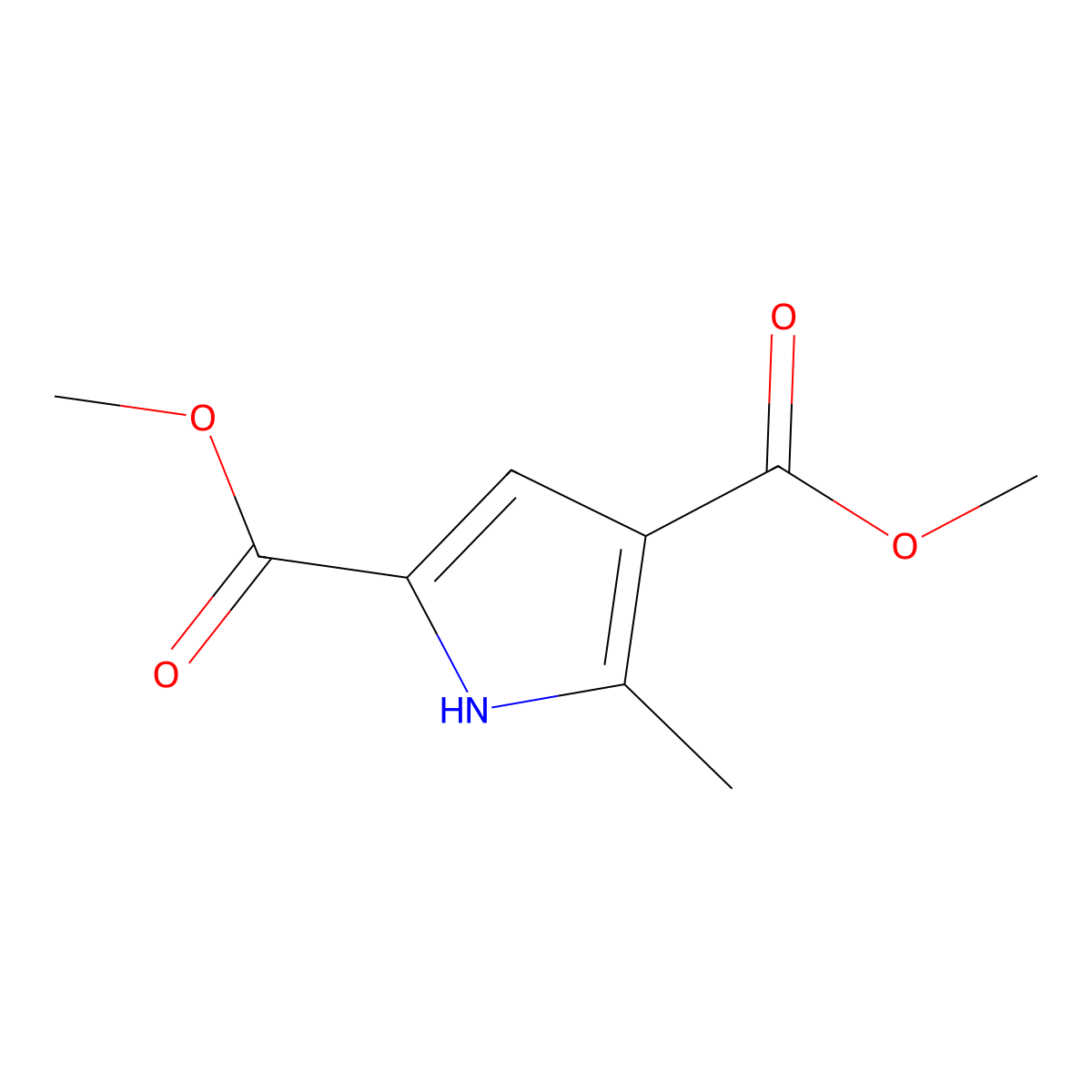 Dimethyl 5-methyl-1H-pyrrole-2,4-dicarboxylate molecular structure, CAS 102871-98-7
