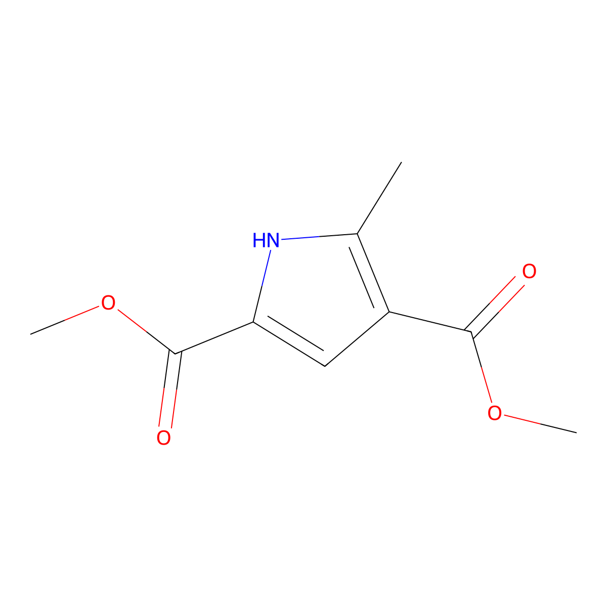 Dimethyl 5-methyl-1H-pyrrole-2,4-dicarboxylate molecular structure, CAS 102871-98-7