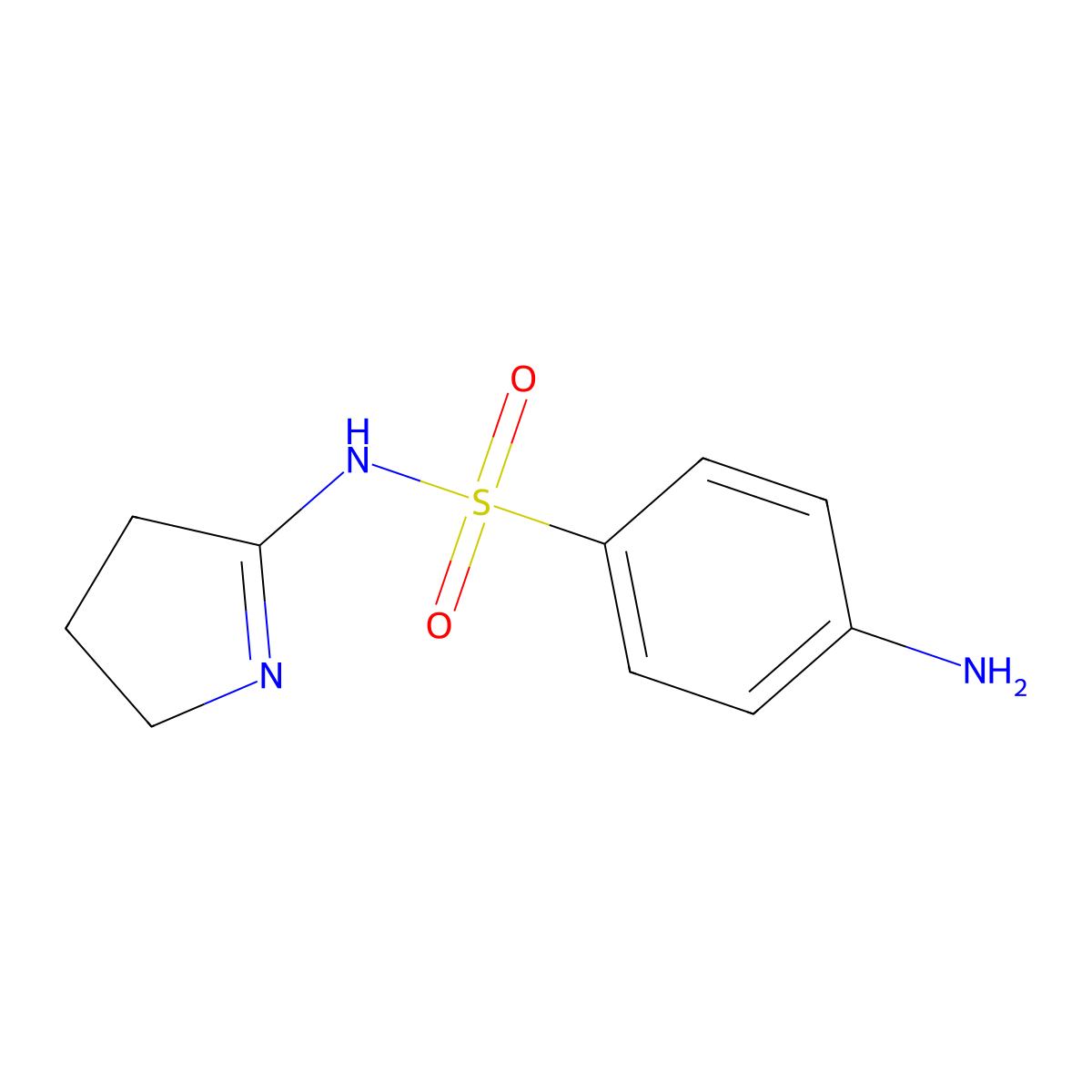 4-amino-N-(3,4-dihydro-2H-pyrrol-5-yl)benzene-1-sulfonamide molecular structure, CAS 102873-09-6