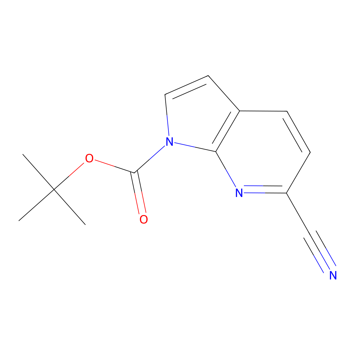 Tert-butyl 6-cyano-1H-pyrrolo[2,3-B]pyridine-1-carboxylate molecular structure, CAS 1028752-24-0