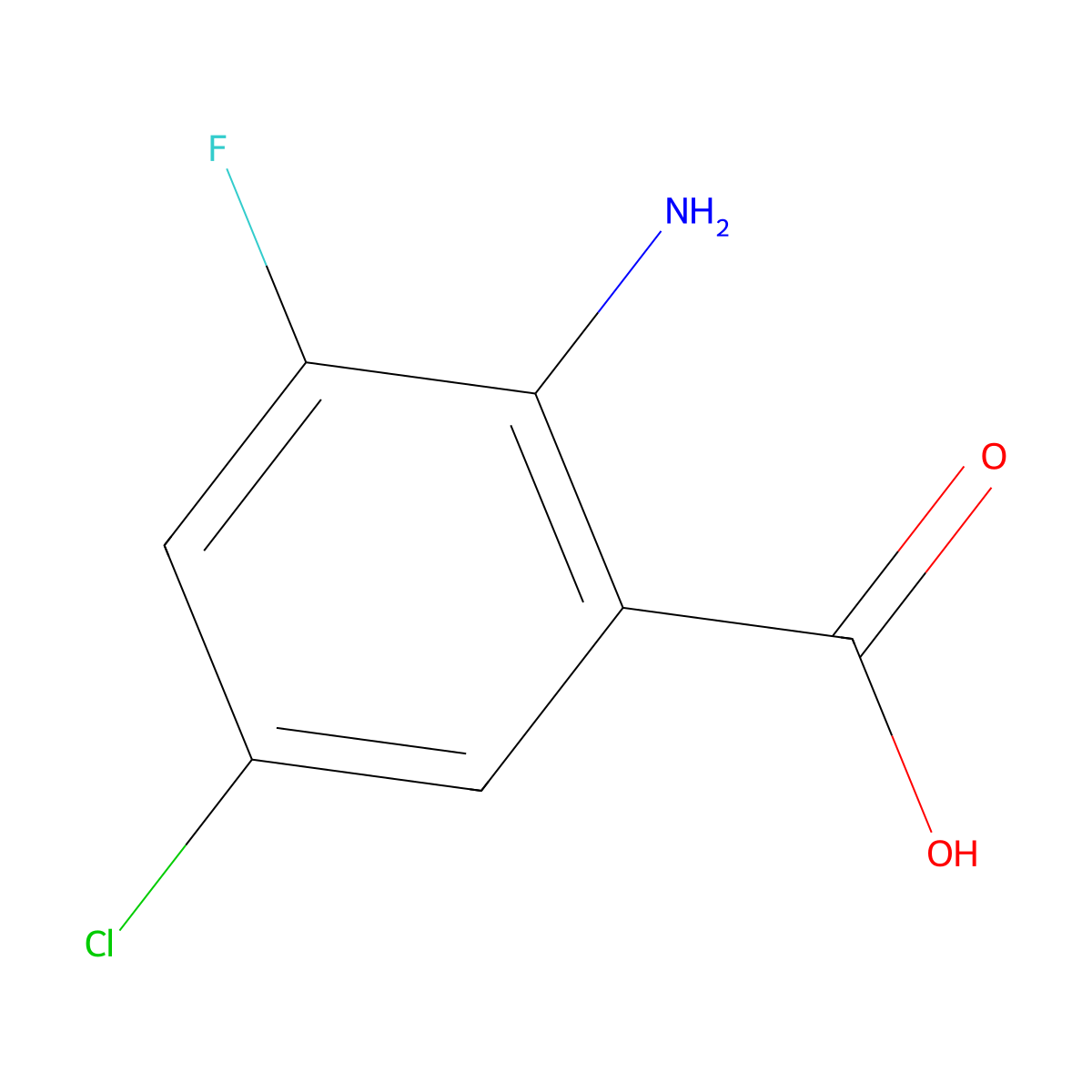 2-Amino-5-chloro-3-fluorobenzoic acid molecular structure, CAS 1028757-83-6