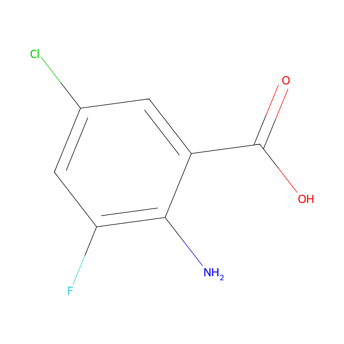 2-Amino-5-chloro-3-fluorobenzoic acid molecular structure, CAS 1028757-83-6