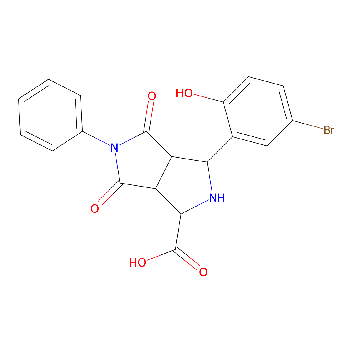 3-(5-Bromo-2-hydroxyphenyl)-4,6-dioxo-5-phenyloctahydropyrrolo[3,4-c]pyrrole-1-carboxylic acid molecular structure, CAS 1028786-68-6