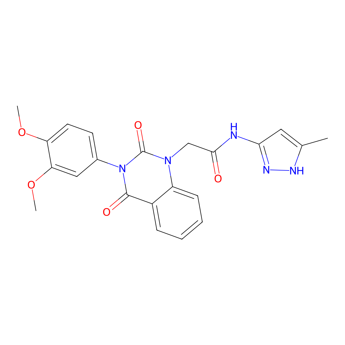 2-(3-(3,4-dimethoxyphenyl)-2,4-dioxo-3,4-dihydroquinazolin-1(2H)-yl)-N-(3-methyl-1H-pyrazol-5-yl)acetamide molecular structure, CAS 1028786-84-6