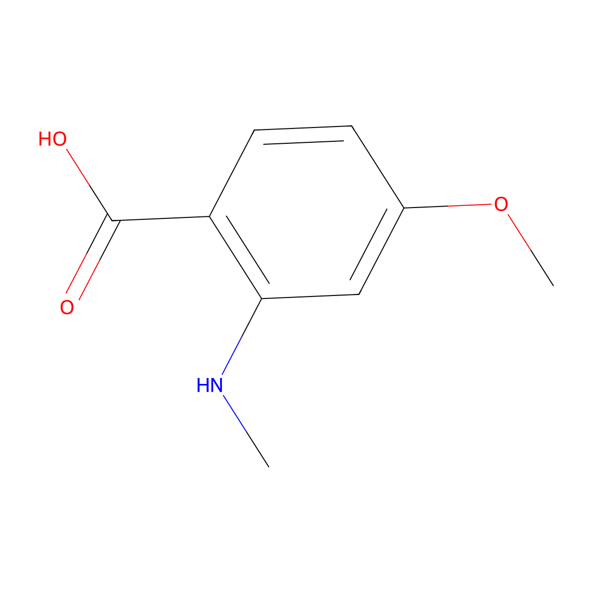 4-Methoxy-2-(methylamino)benzoic acid molecular structure, CAS 102879-57-2