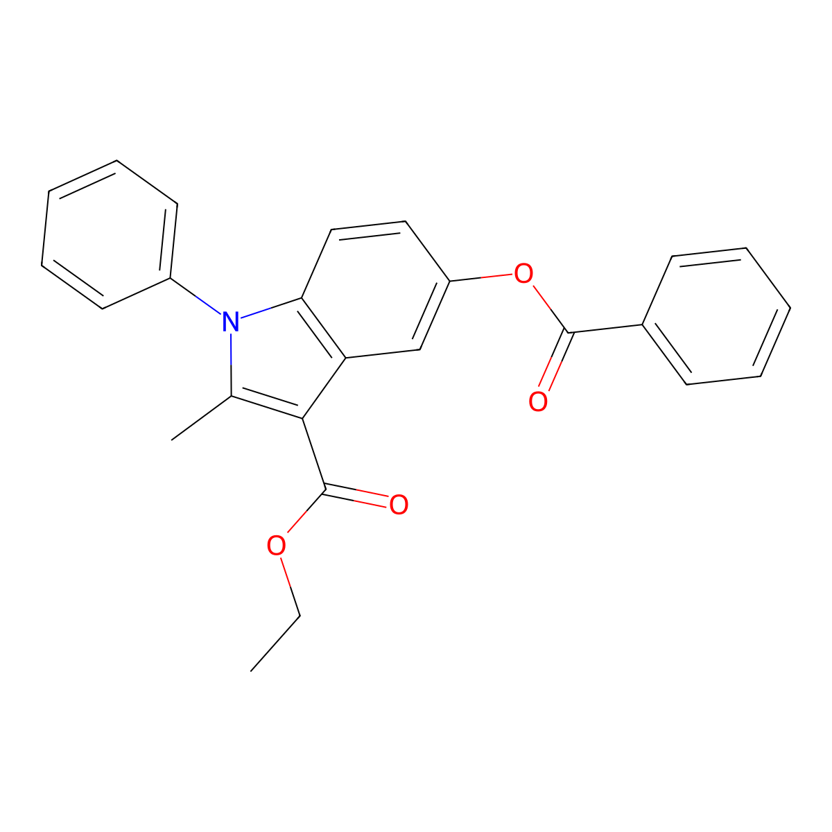 ethyl 5-(benzoyloxy)-2-methyl-1-phenyl-1H-indole-3-carboxylate molecular structure, CAS 102883-05-6