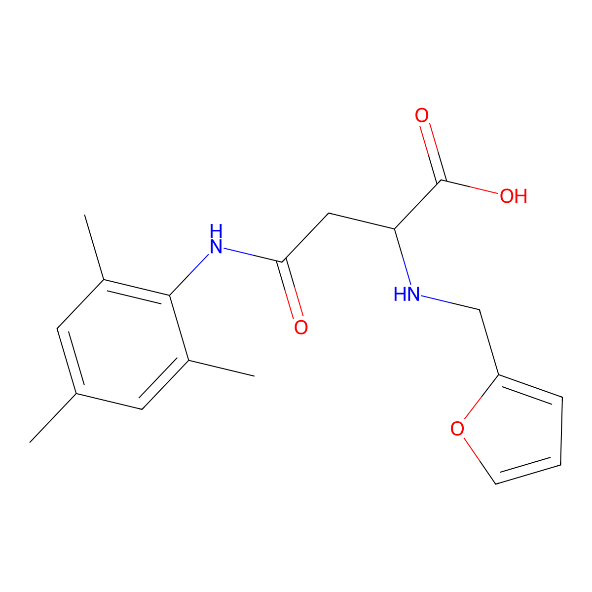 2-((Furan-2-ylmethyl)amino)-4-(mesitylamino)-4-oxobutanoic acid molecular structure, CAS 1028834-07-2