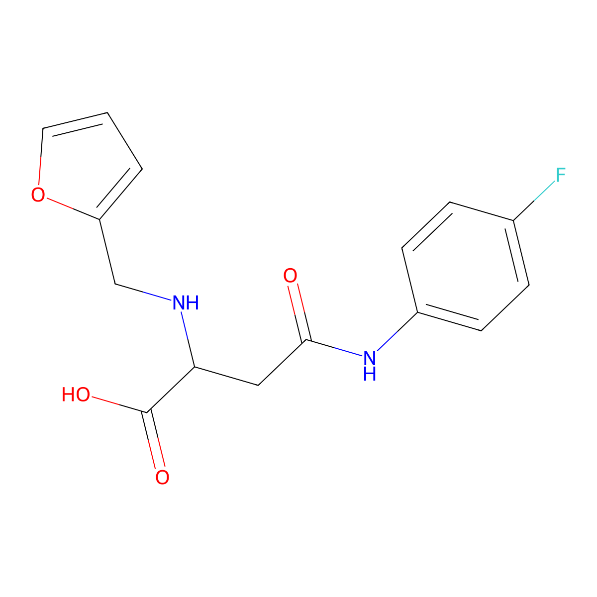 4-((4-Fluorophenyl)amino)-2-((furan-2-ylmethyl)amino)-4-oxobutanoic acid molecular structure, CAS 1028834-54-9