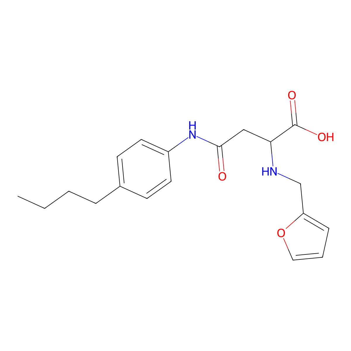 4-((4-Butylphenyl)amino)-2-((furan-2-ylmethyl)amino)-4-oxobutanoic acid molecular structure, CAS 1028835-29-1