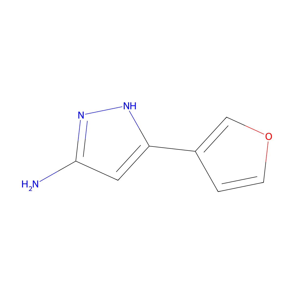 5-(Furan-3-yl)-2H-pyrazol-3-ylamine molecular structure, CAS 1028843-02-8