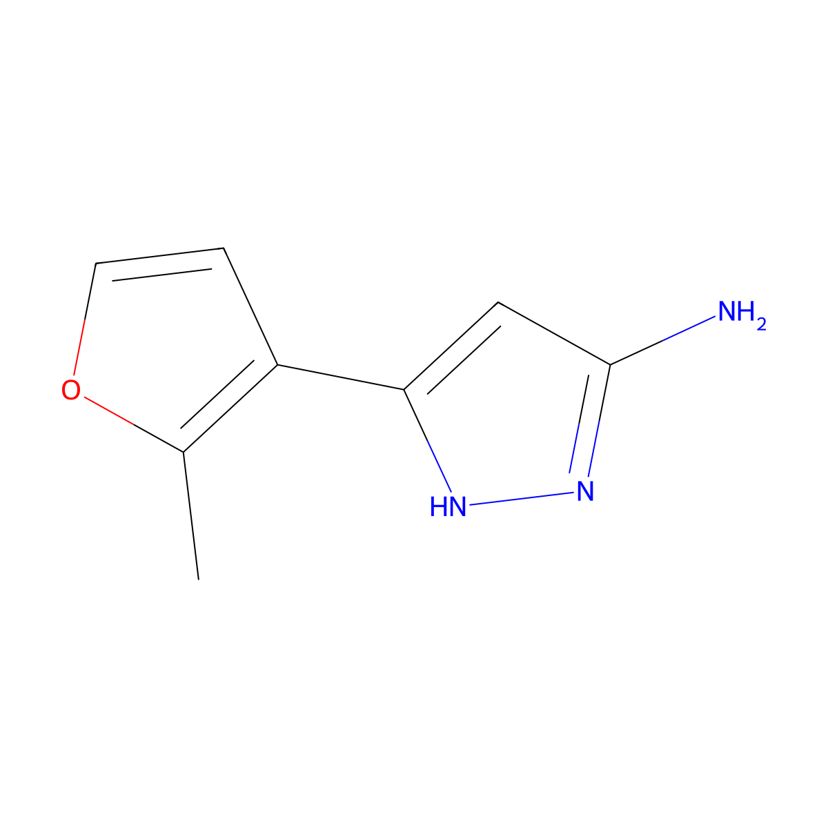 3-(2-Methylfuran-3-yl)-1H-pyrazol-5-amine molecular structure, CAS 1028843-04-0