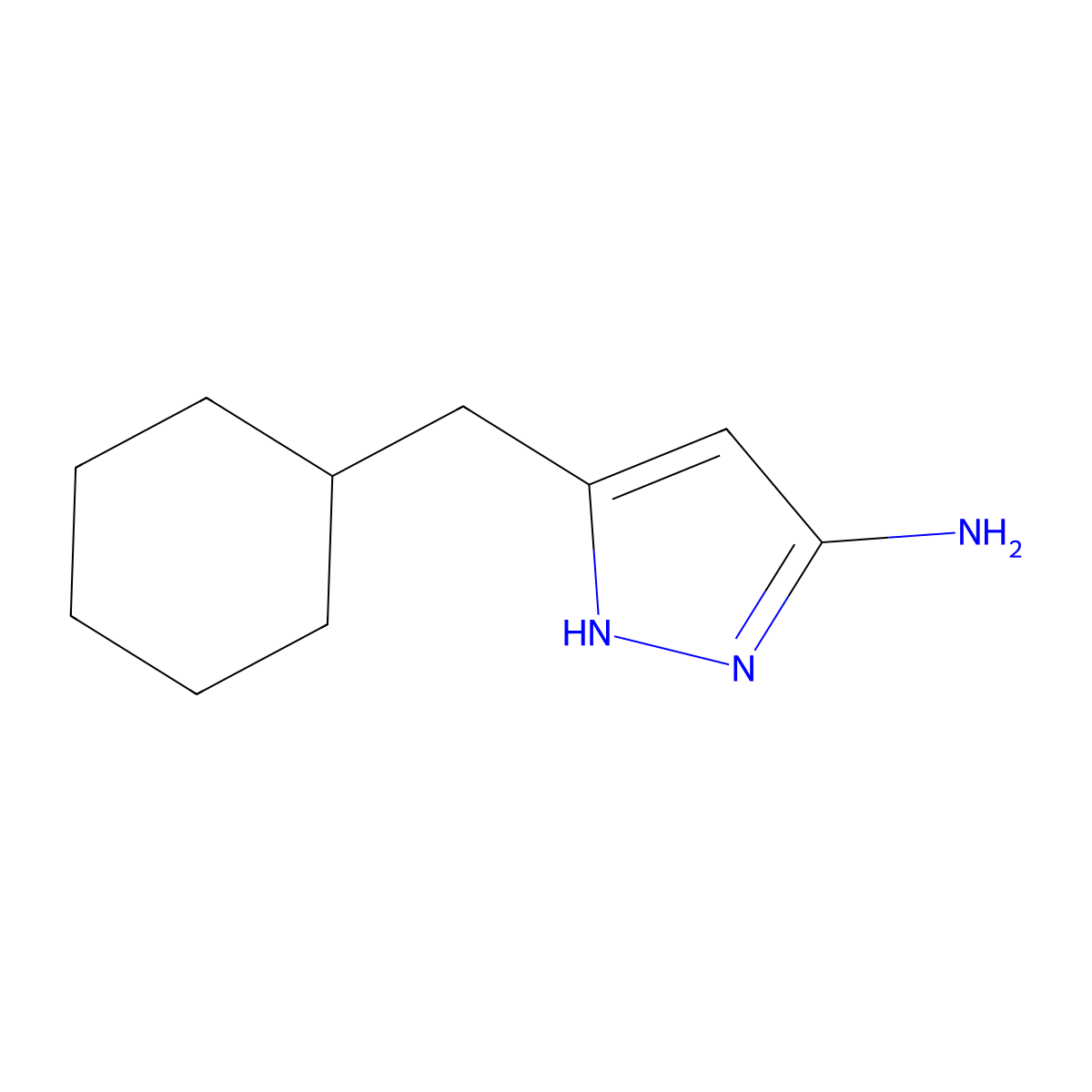 3-(cyclohexylmethyl)-1H-pyrazol-5-amine molecular structure, CAS 1028843-18-6