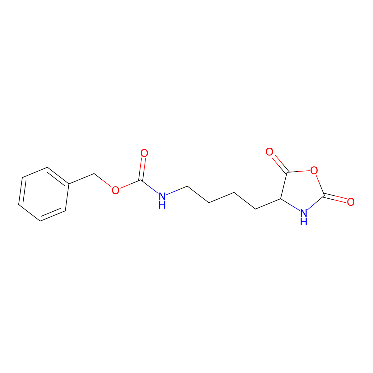 Benzyl [4-(2,5-dioxo-1,3-oxazolidin-4-yl)butyl]carbamate molecular structure, CAS 10289-12-0