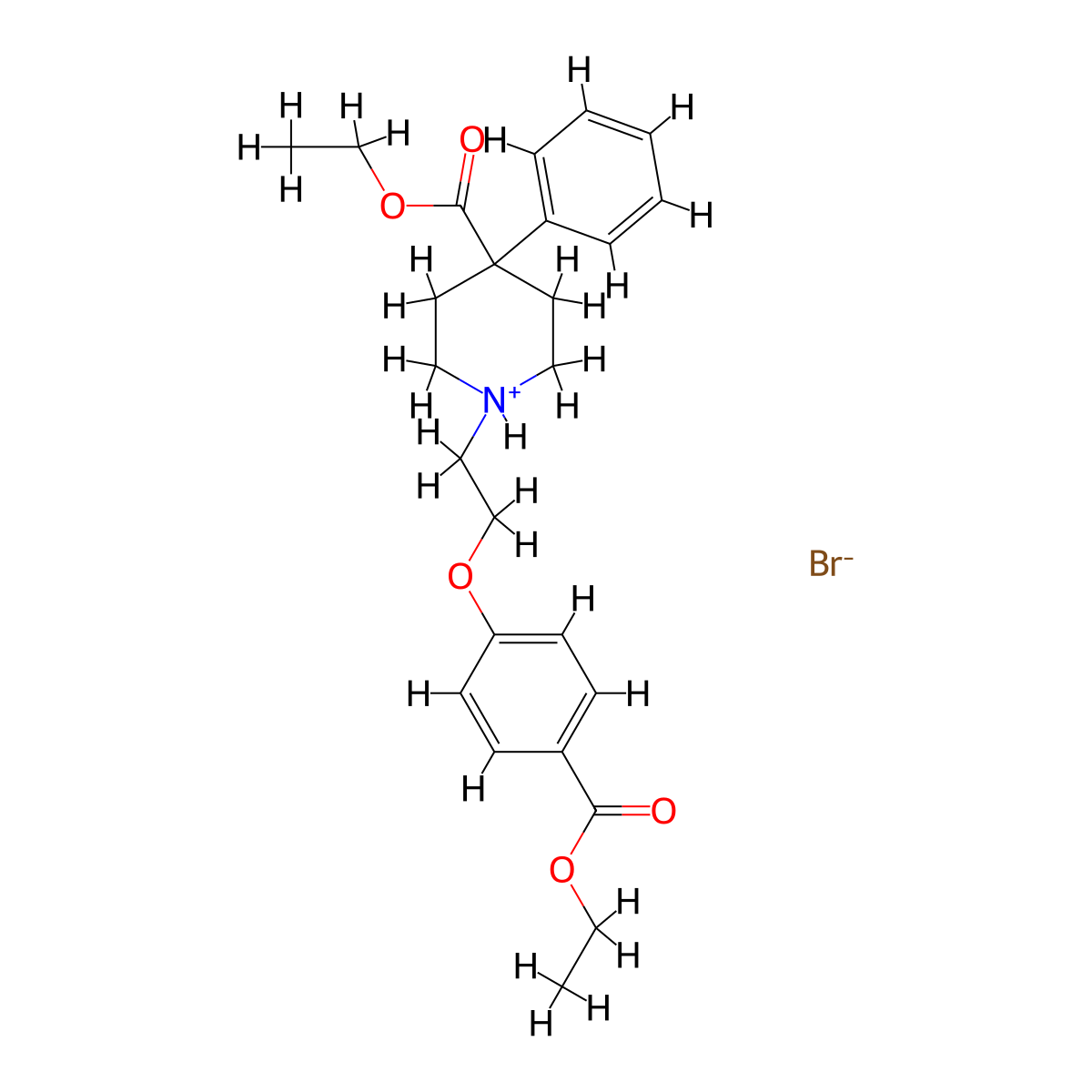 Isonipecotic acid, 1-(2-(p-carboxyphenoxy)ethyl)-4-phenyl-, diethyl ester, hydrobromide molecular structure, CAS 102895-60-3