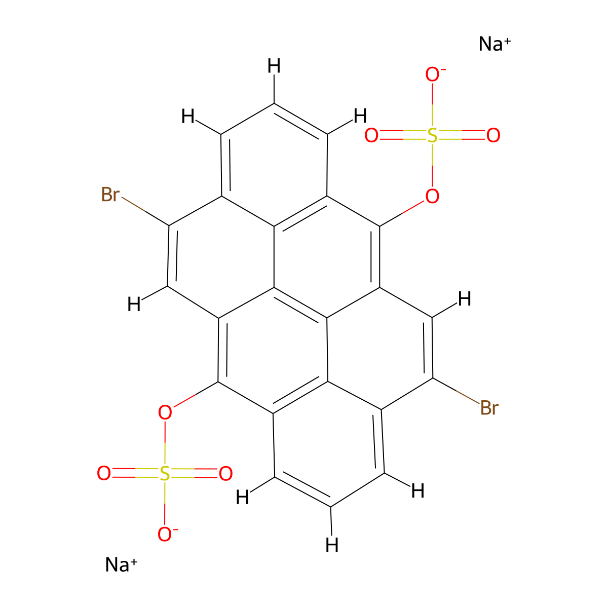 Disodium 4,10-dibromodibenzo[def,mno]chrysene-6,12-diyl bis(sulphate) molecular structure, CAS 10290-03-6