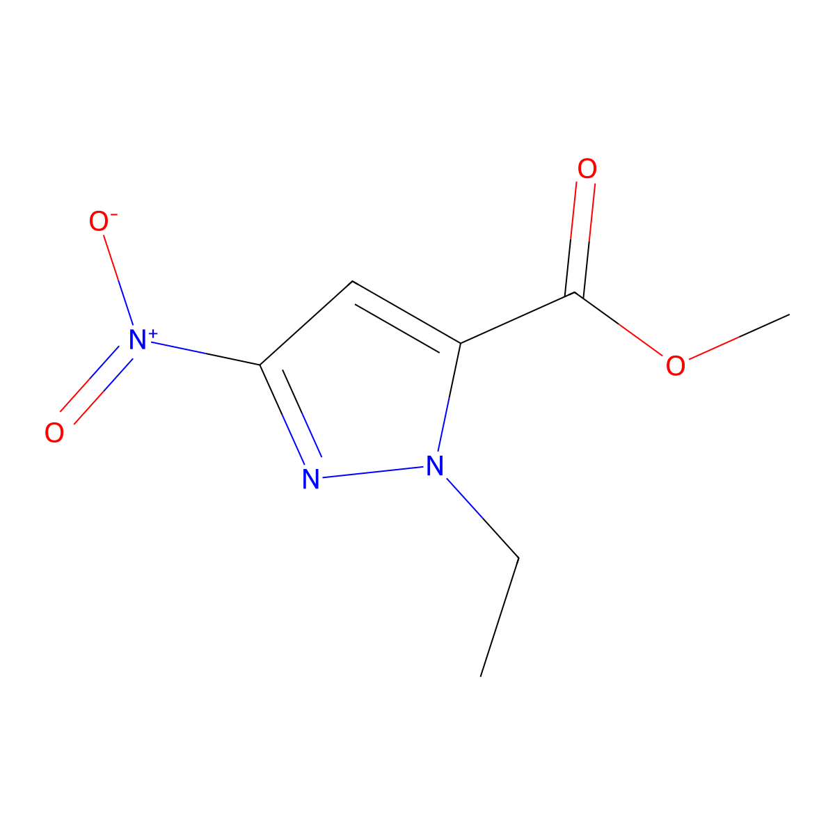 2-ethyl-5-nitro-2H-pyrazole-3-carboxylic acid methyl ester molecular structure, CAS 1029052-28-5