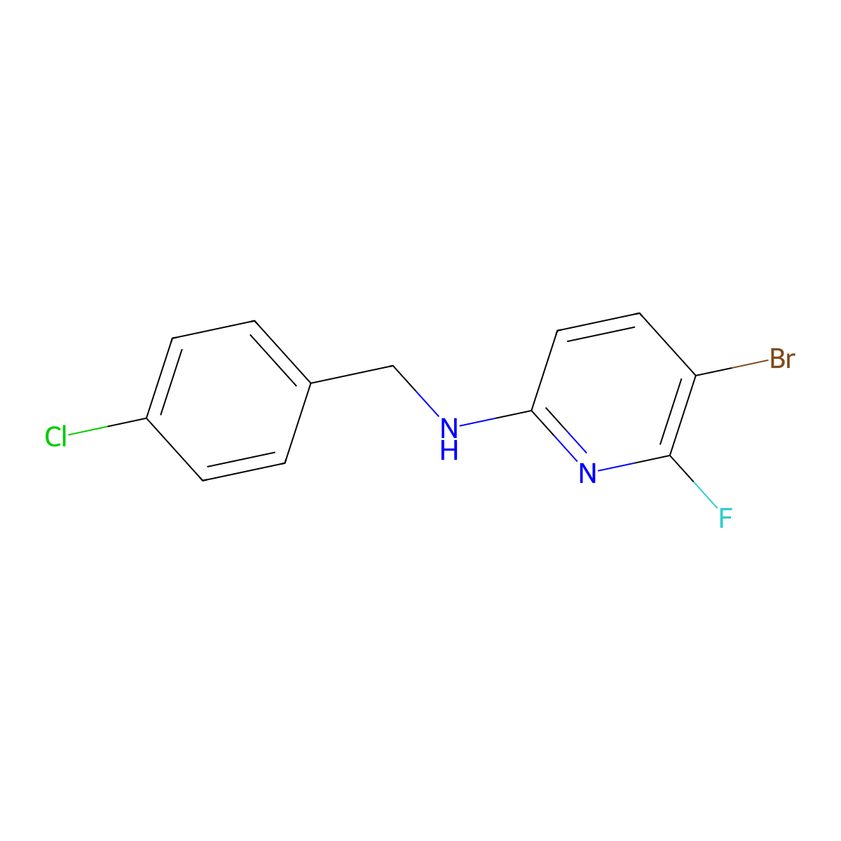 (5-Bromo-6-fluoro-pyridin-2-yl)-(4-chloro-benzyl)-amine molecular structure, CAS 1029052-36-5