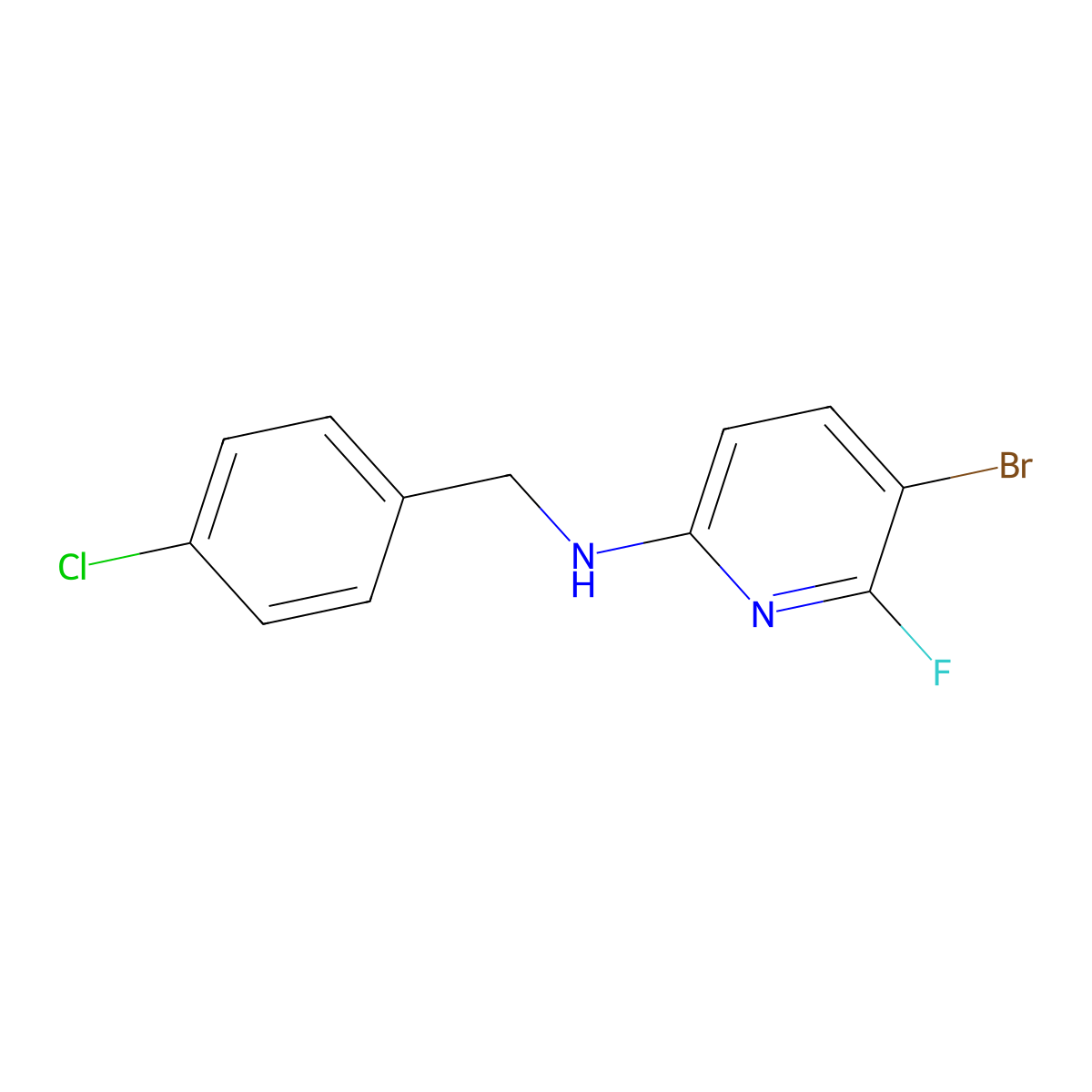 (5-Bromo-6-fluoro-pyridin-2-yl)-(4-chloro-benzyl)-amine molecular structure, CAS 1029052-36-5