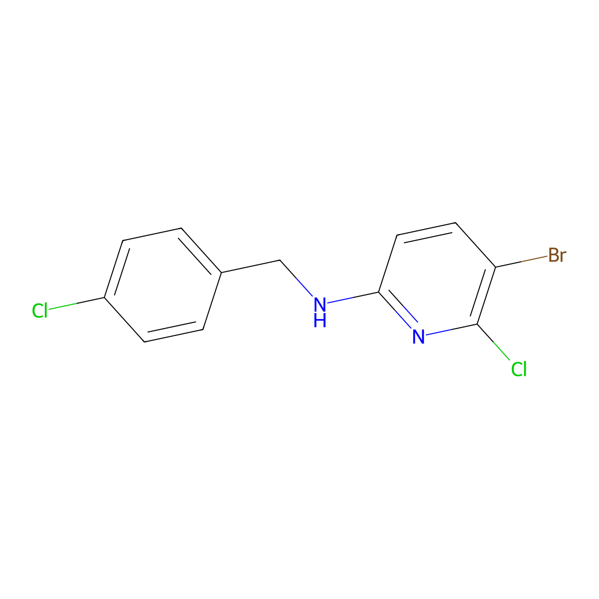 (5-Bromo-6-chloro-pyridin-2-yl)-(4-chloro-benzyl)-amine molecular structure, CAS 1029052-38-7