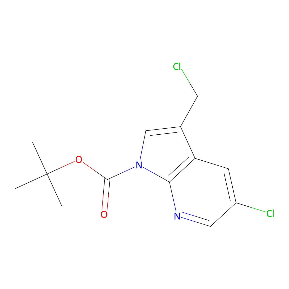 1-Boc-5-chloro-3-(chloromethyl)-7-azaindole molecular structure, CAS 1029053-07-3