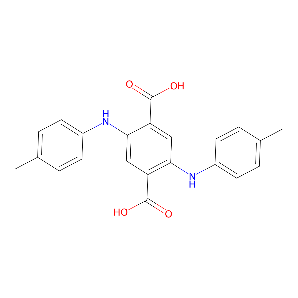 2,5-Di-p-toluidinoterephthalic acid molecular structure, CAS 10291-28-8