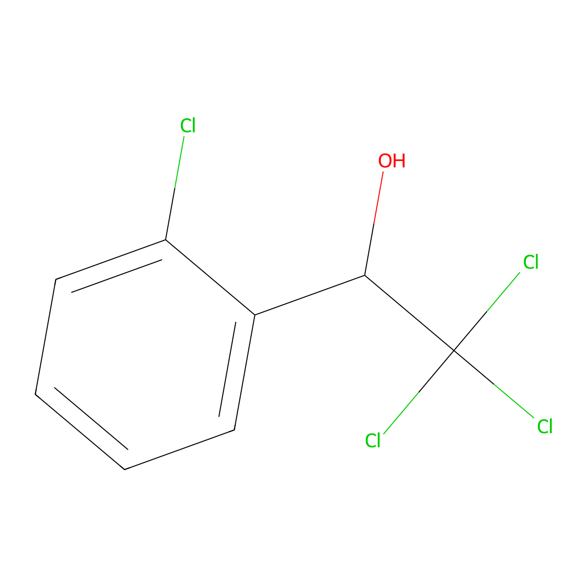 2,2,2-Trichloro-1-(2-chlorophenyl)ethanol molecular structure, CAS 10291-39-1