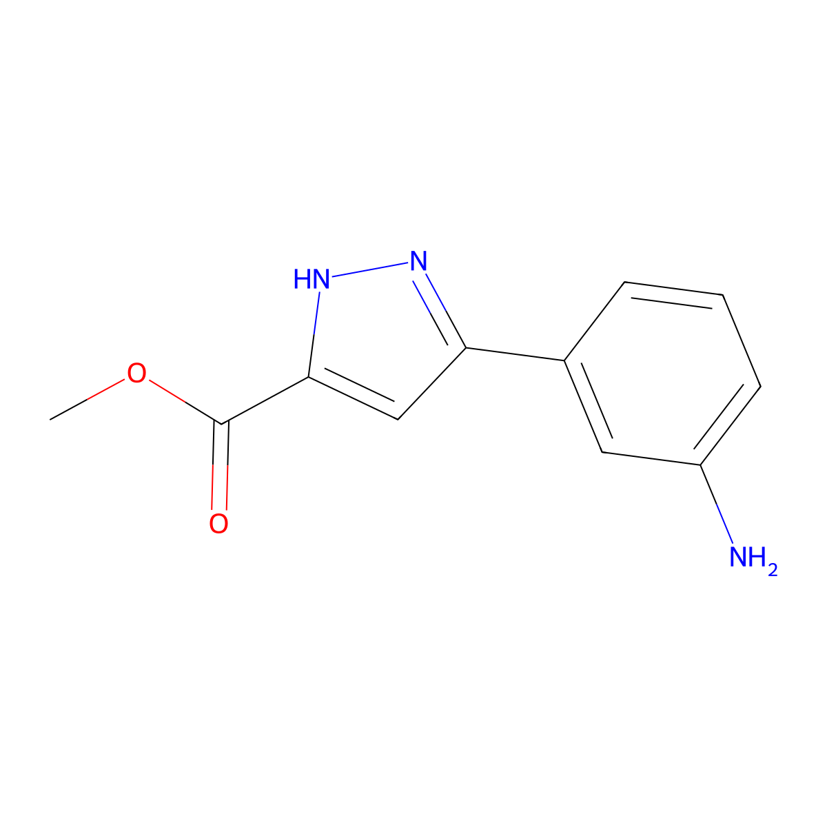 5-(3-Amino-phenyl)-1H-pyrazole-3-carboxylic acid methyl ester molecular structure, CAS 1029104-49-1