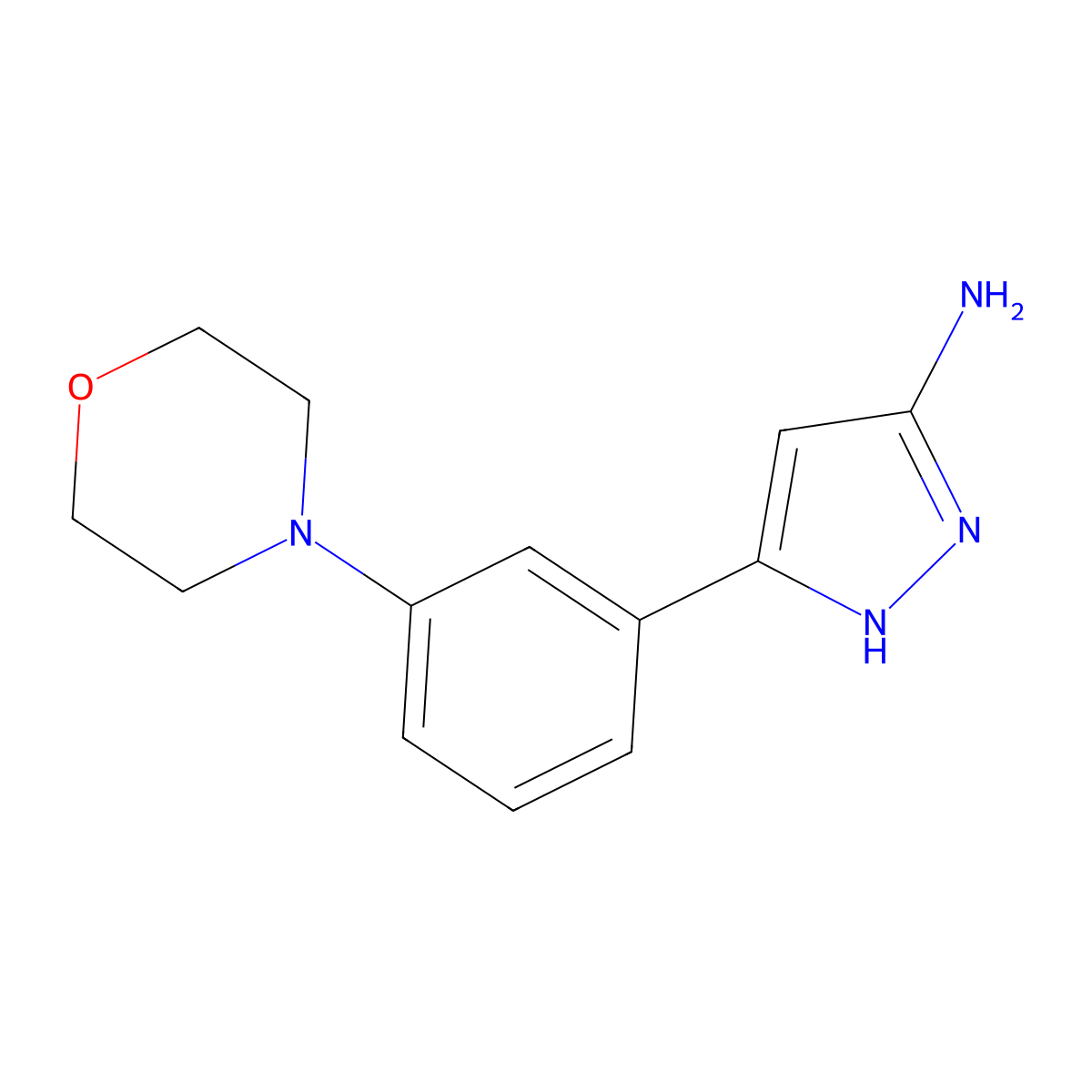 5-(3-Morpholin-4-yl-phenyl)-2H-pyrazol-3-ylamine molecular structure, CAS 1029106-93-1