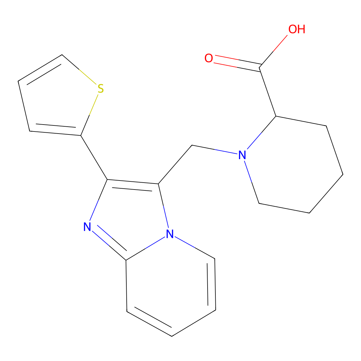 1-{[2-(Thiophen-2-yl)imidazo[1,2-a]pyridin-3-yl]methyl}piperidine-2-carboxylic acid molecular structure, CAS 1029106-99-7