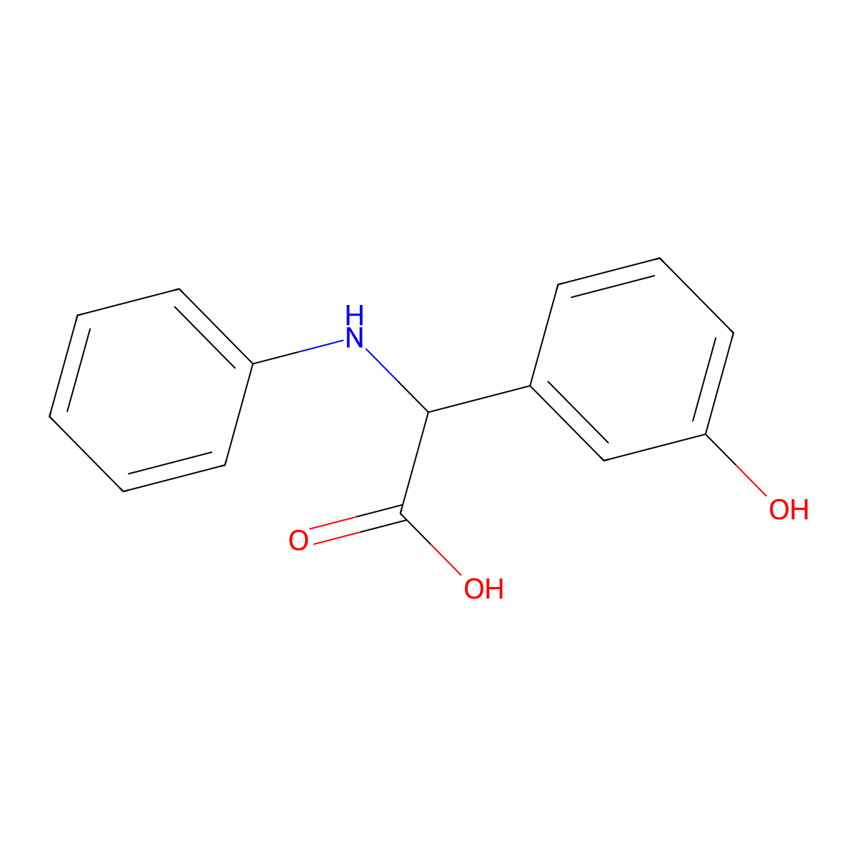 2-(3-Hydroxyphenyl)-2-(phenylamino)acetic acid molecular structure, CAS 1029107-56-9