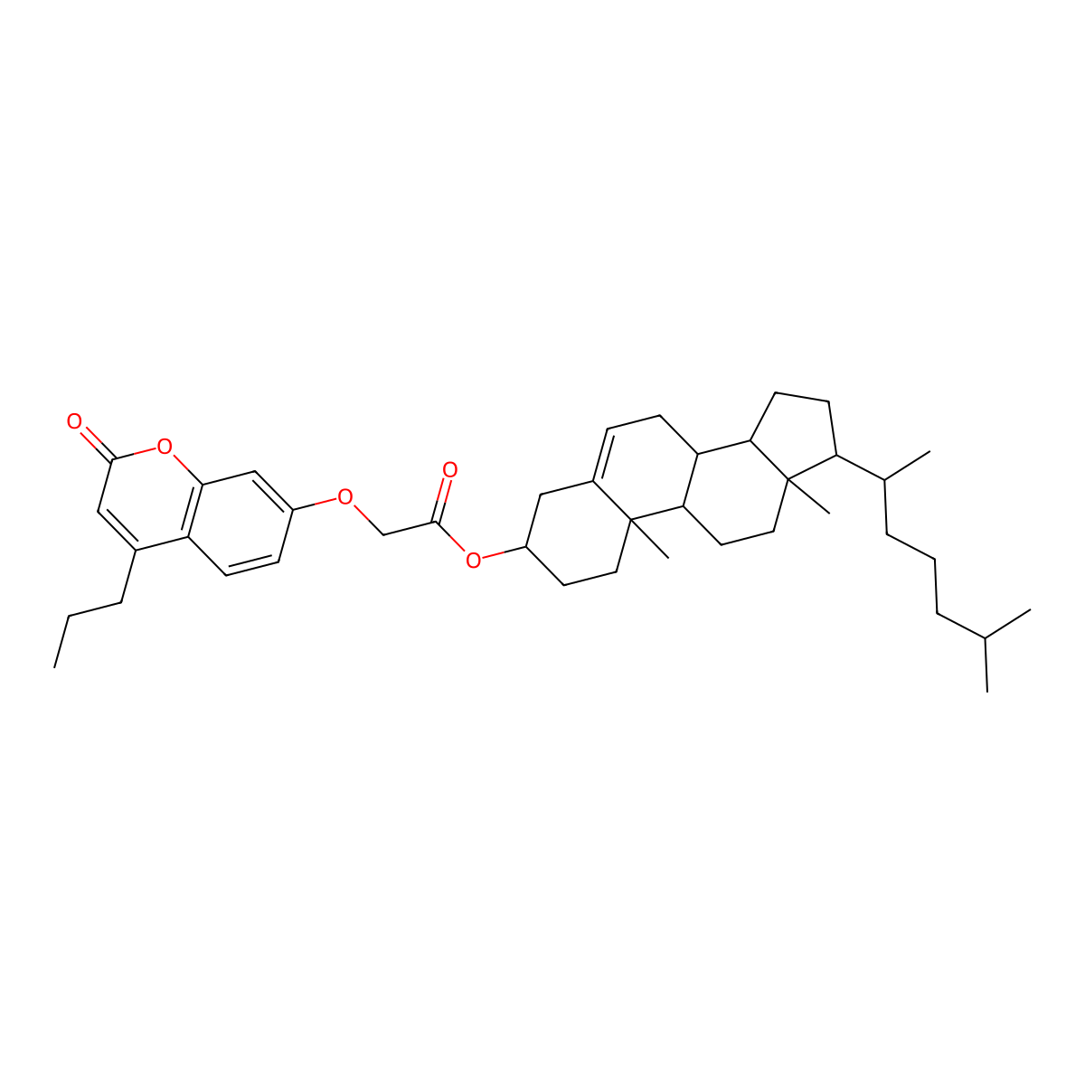 (3beta)-cholest-5-en-3-yl [(2-oxo-4-propyl-2H-chromen-7-yl)oxy]acetate molecular structure, CAS 1029128-90-2
