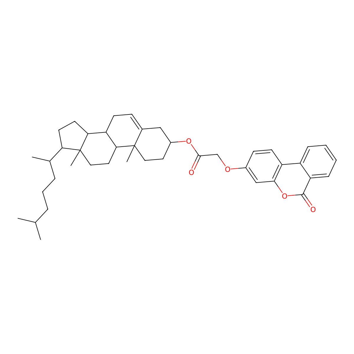 (3beta)-cholest-5-en-3-yl [(6-oxo-6H-benzo[c]chromen-3-yl)oxy]acetate molecular structure, CAS 1029130-85-5