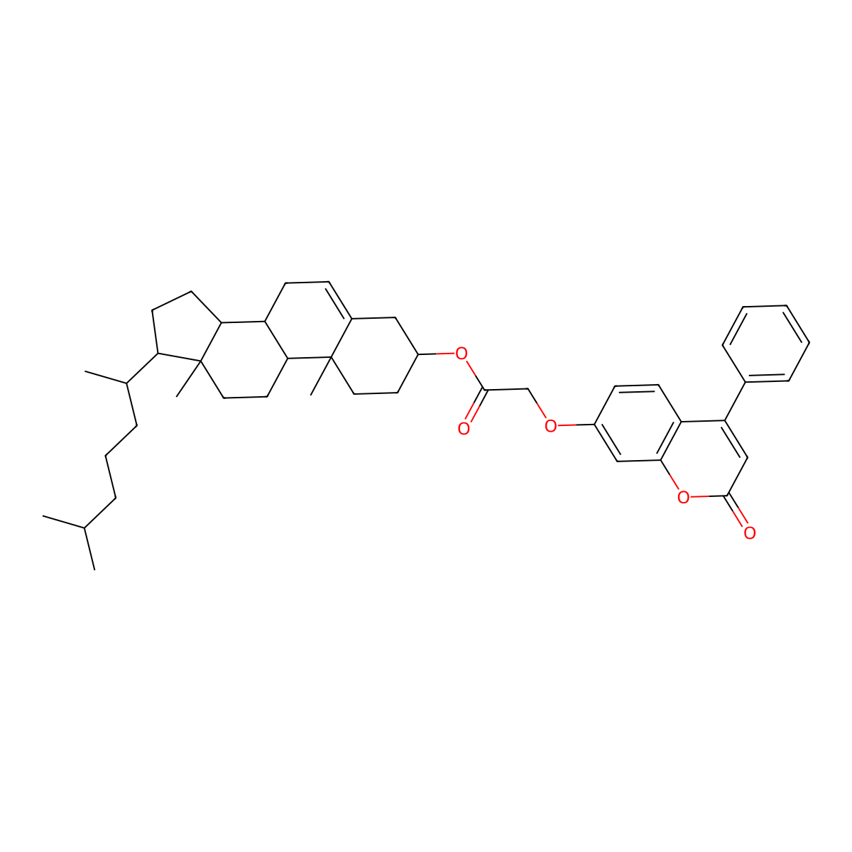 (3beta)-cholest-5-en-3-yl [(2-oxo-4-phenyl-2H-chromen-7-yl)oxy]acetate molecular structure, CAS 1029131-49-4