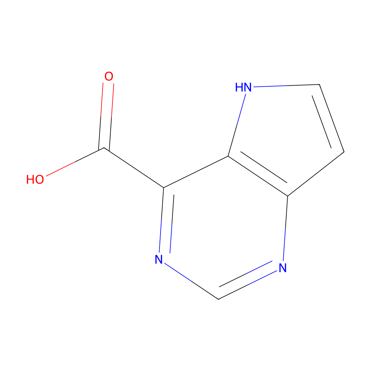 5H-pyrrolo(3,2-d)pyrimidine-4-carboxylic acid molecular structure, CAS 1029144-15-7