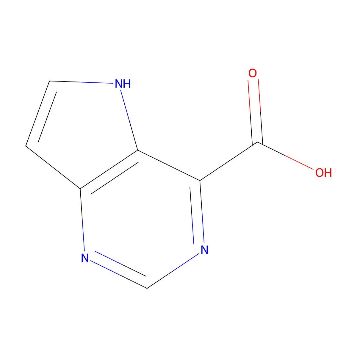 5H-pyrrolo(3,2-d)pyrimidine-4-carboxylic acid molecular structure, CAS 1029144-15-7