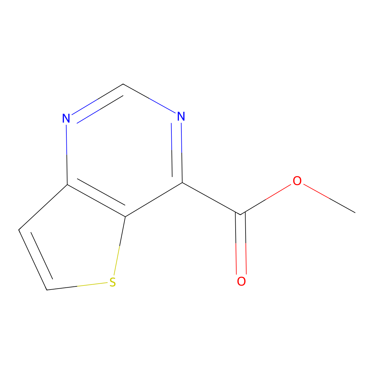 Methyl thieno[3,2-D]pyrimidine-4-carboxylate molecular structure, CAS 1029144-47-5