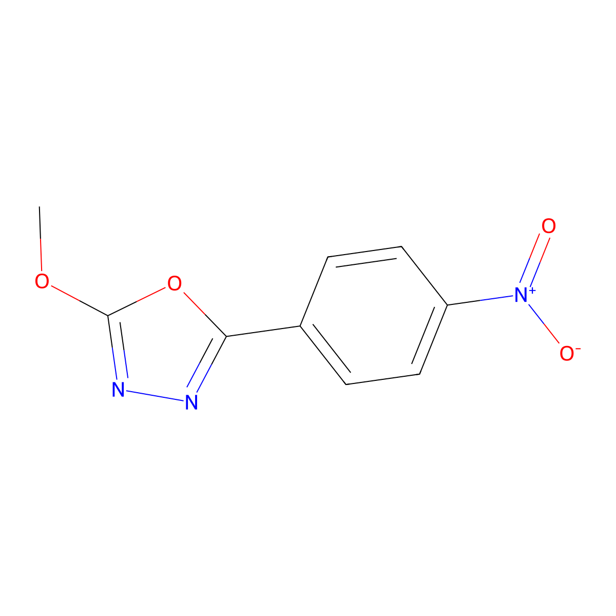 2-Methoxy-5-(4-nitrophenyl)-1,3,4-oxadiazole molecular structure, CAS 102925-87-1