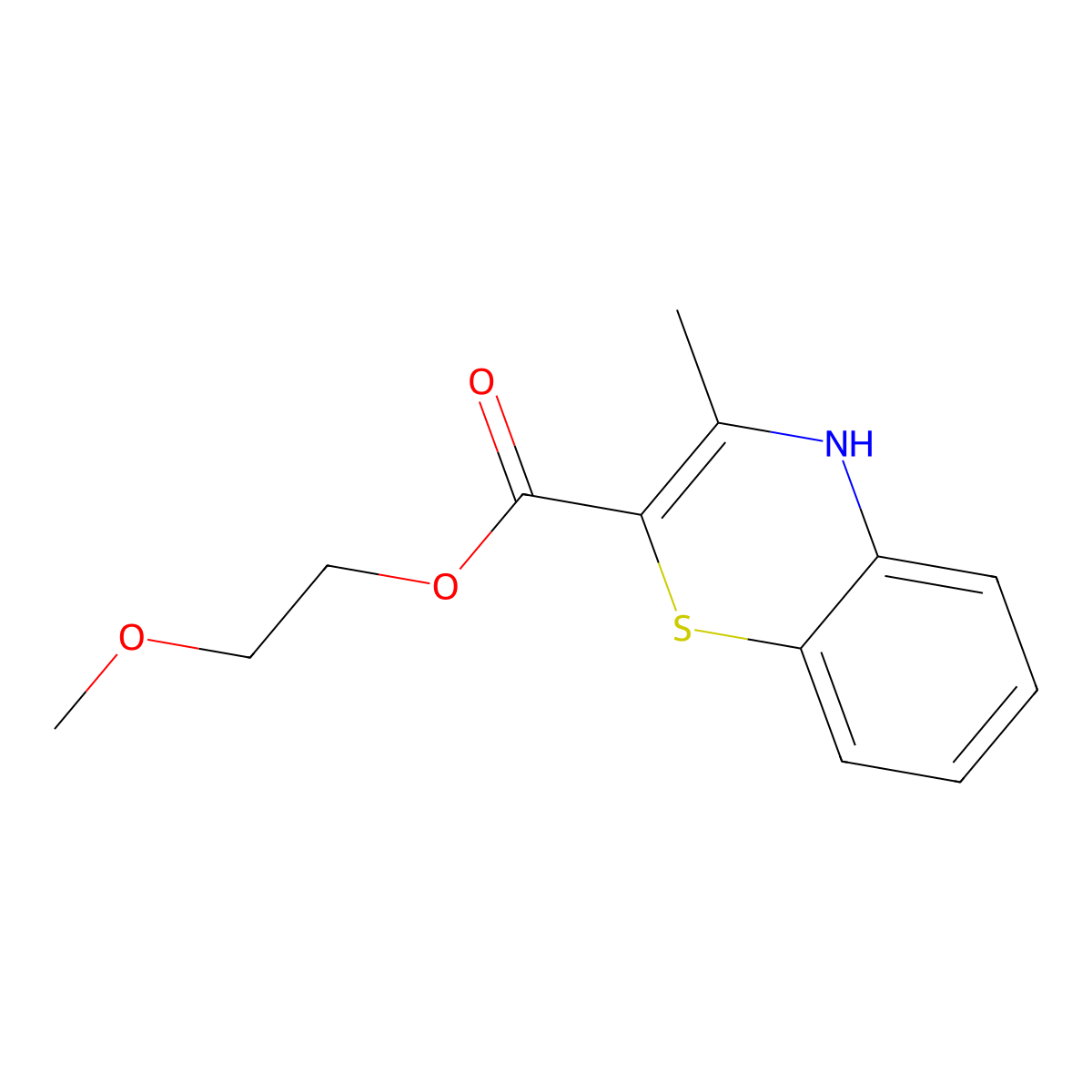 2-methoxyethyl 3-methyl-4H-1,4-benzothiazine-2-carboxylate molecular structure, CAS 102929-09-9