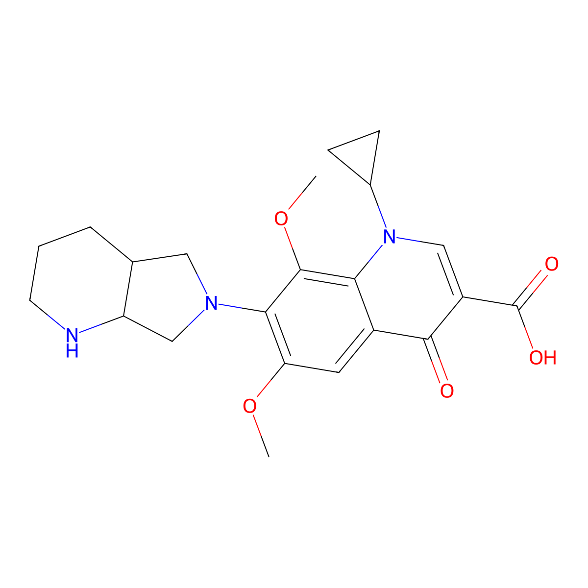 6,8-Dimethoxymoxifloxacin molecular structure, CAS 1029364-73-5