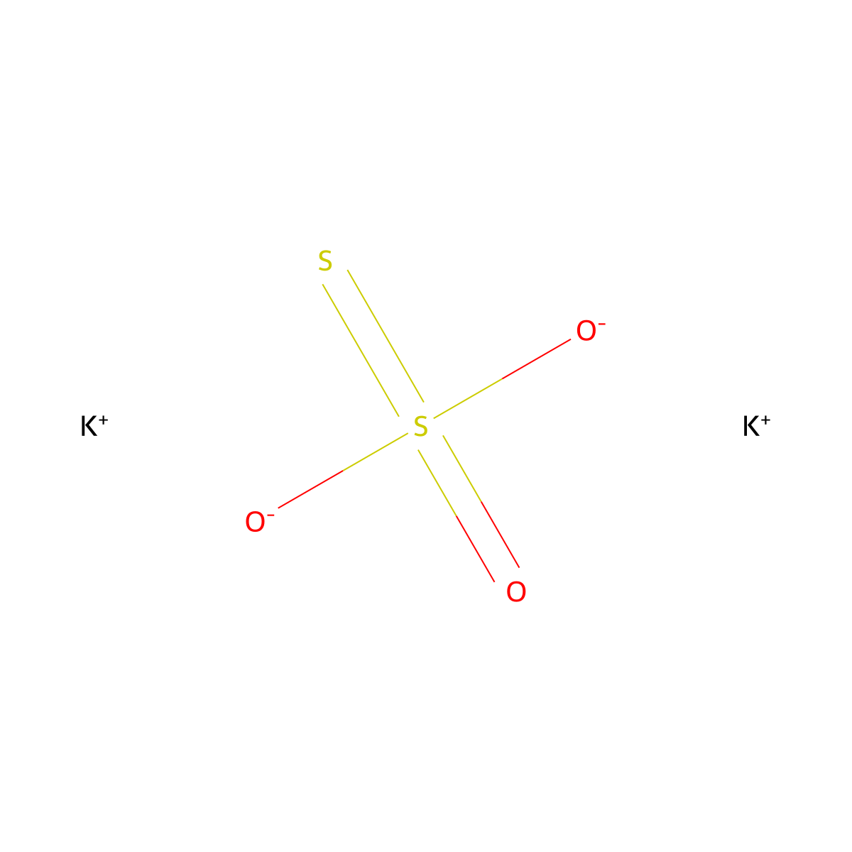 Potassium thiosulfate molecular structure, CAS 10294-66-3