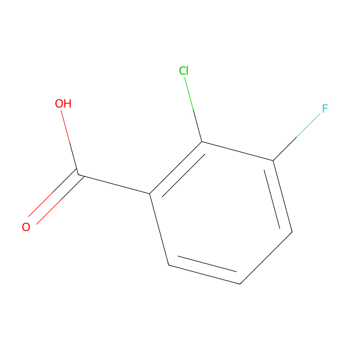 2-Chloro-3-fluorobenzoic acid molecular structure, CAS 102940-86-3