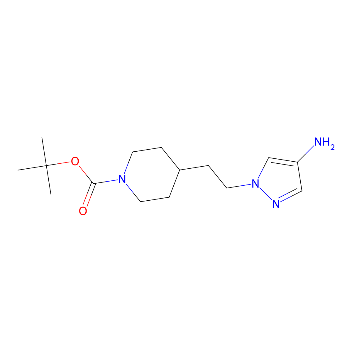 1-(2-(1-Boc-piperidin-4-yl)-ethyl)-1h-pyrazol-4-ylamine molecular structure, CAS 1029413-43-1
