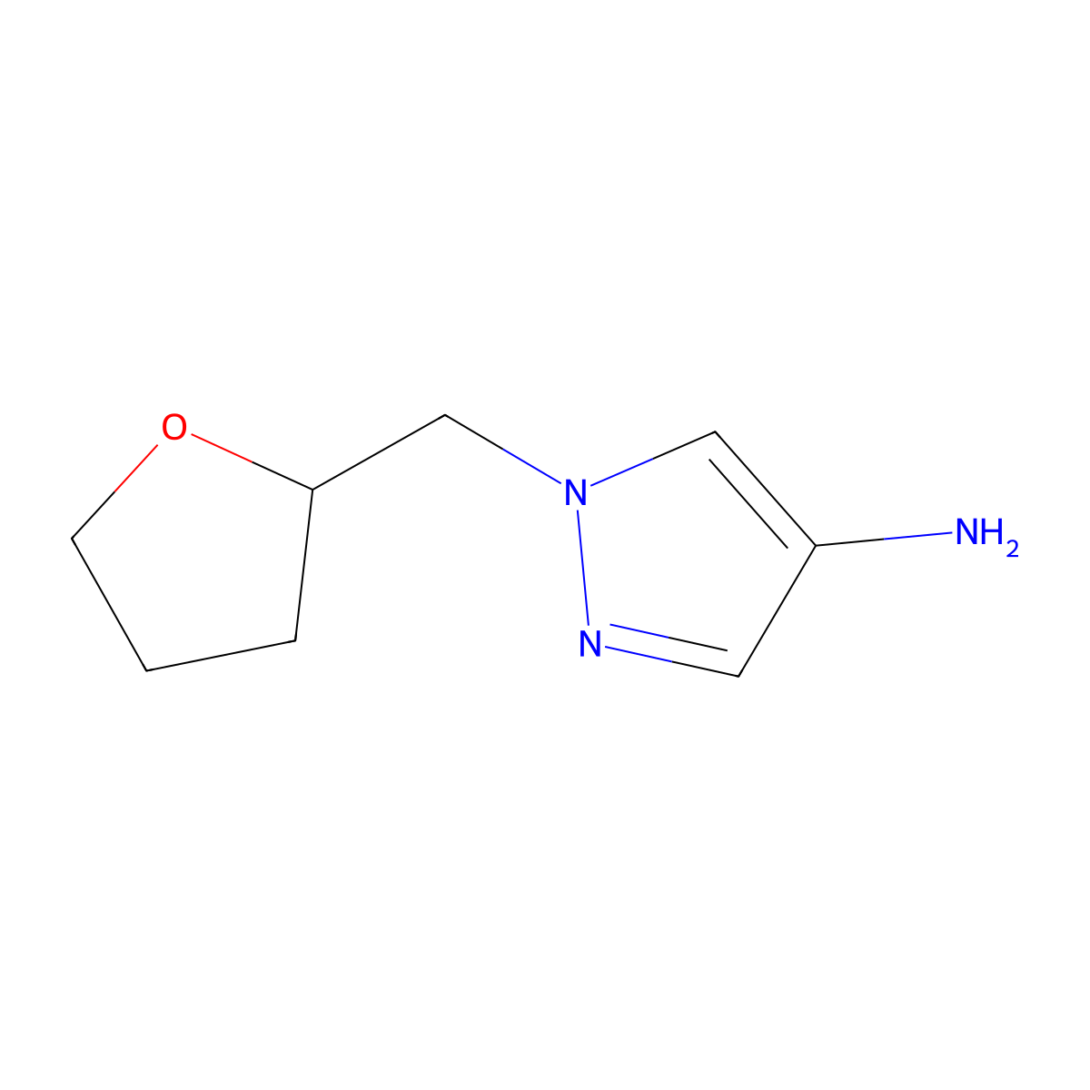 1-((oxolan-2-yl)methyl)-1H-pyrazol-4-amine molecular structure, CAS 1029413-45-3
