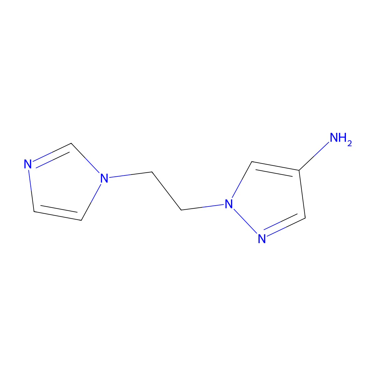 1-[2-(1H-imidazol-1-yl)ethyl]-1H-pyrazol-4-amine molecular structure, CAS 1029413-48-6