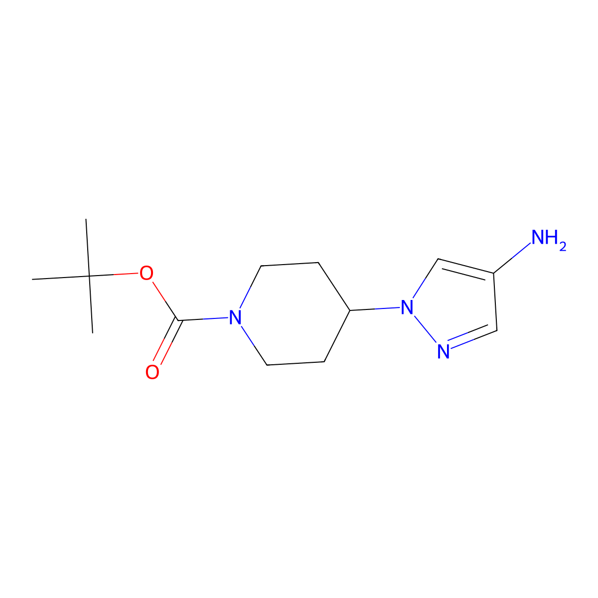 tert-butyl 4-(4-amino-1H-pyrazol-1-yl)piperidine-1-carboxylate molecular structure, CAS 1029413-55-5