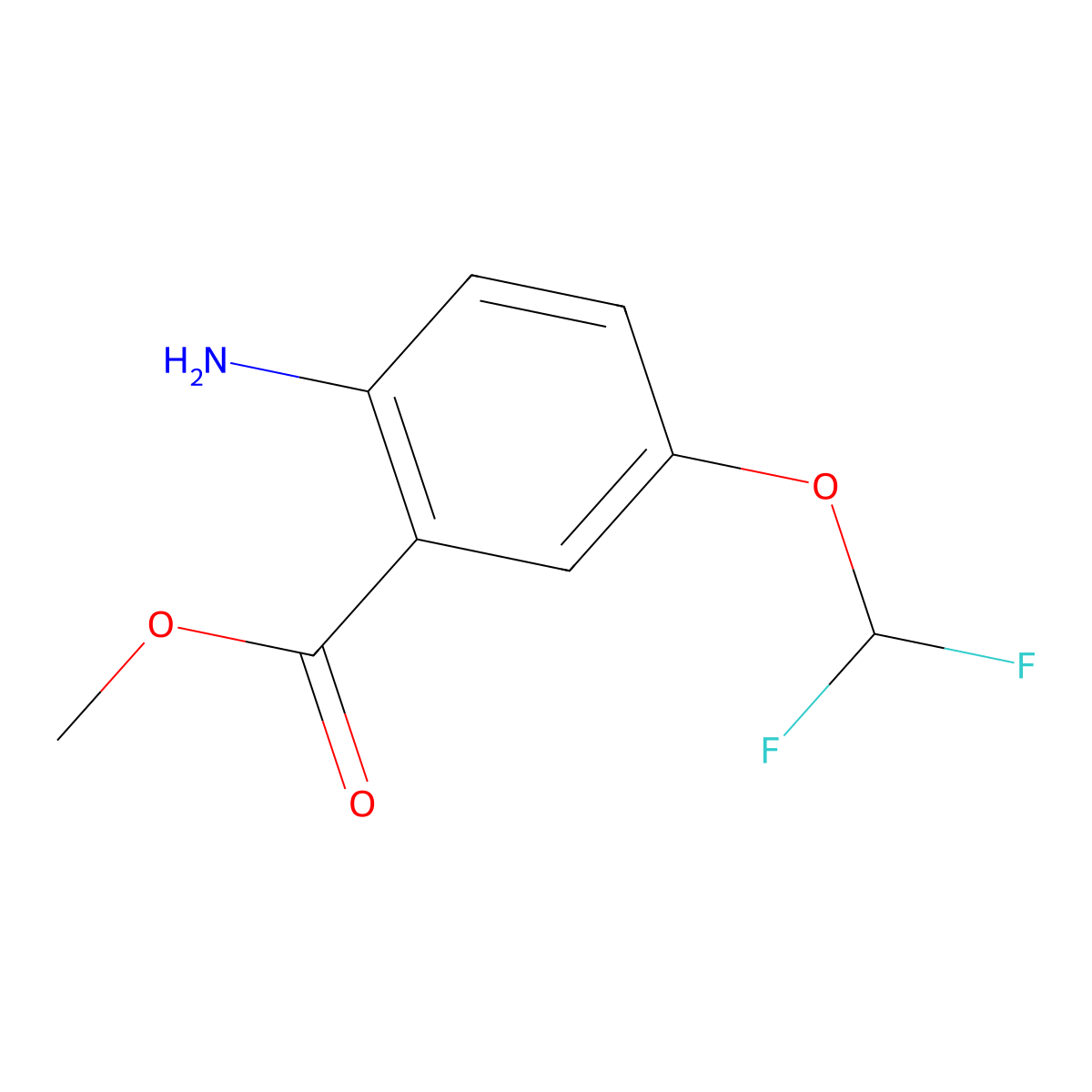 Methyl 2-amino-5-(difluoromethoxy)benzoate molecular structure, CAS 1029419-88-2