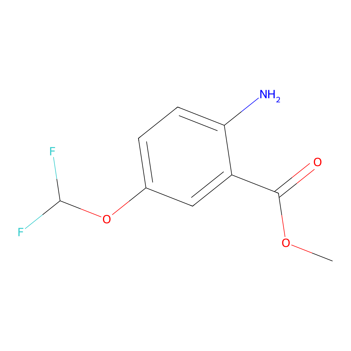 Methyl 2-amino-5-(difluoromethoxy)benzoate molecular structure, CAS 1029419-88-2