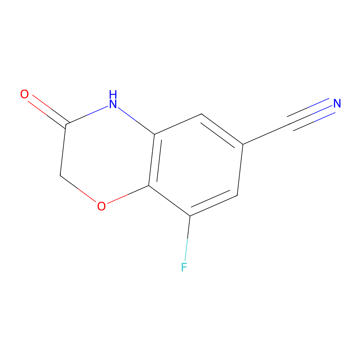 8-fluoro-3-oxo-4H-1,4-benzoxazine-6-carbonitrile molecular structure, CAS 1029421-39-3